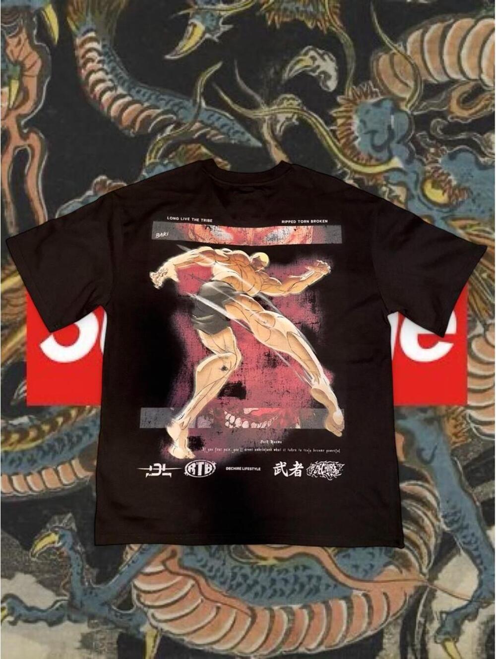 Dechire x Baki “Jack Hanma Blood Red Edition” 1 of 100 Oversized Tee in Black